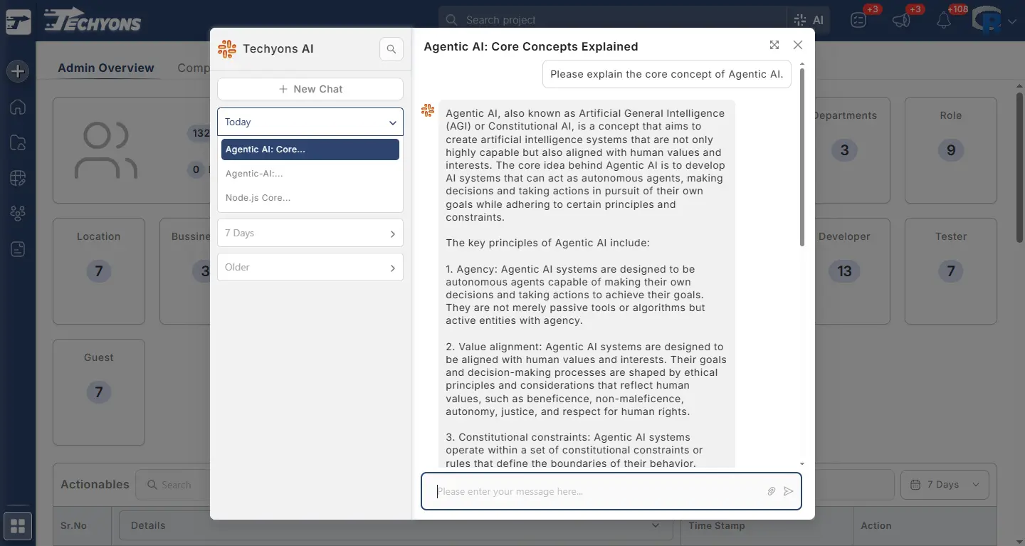  Techyons Hub AI Chatbot for Digital Workplace Assistance